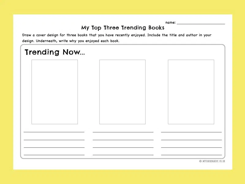 free book review template ks3
